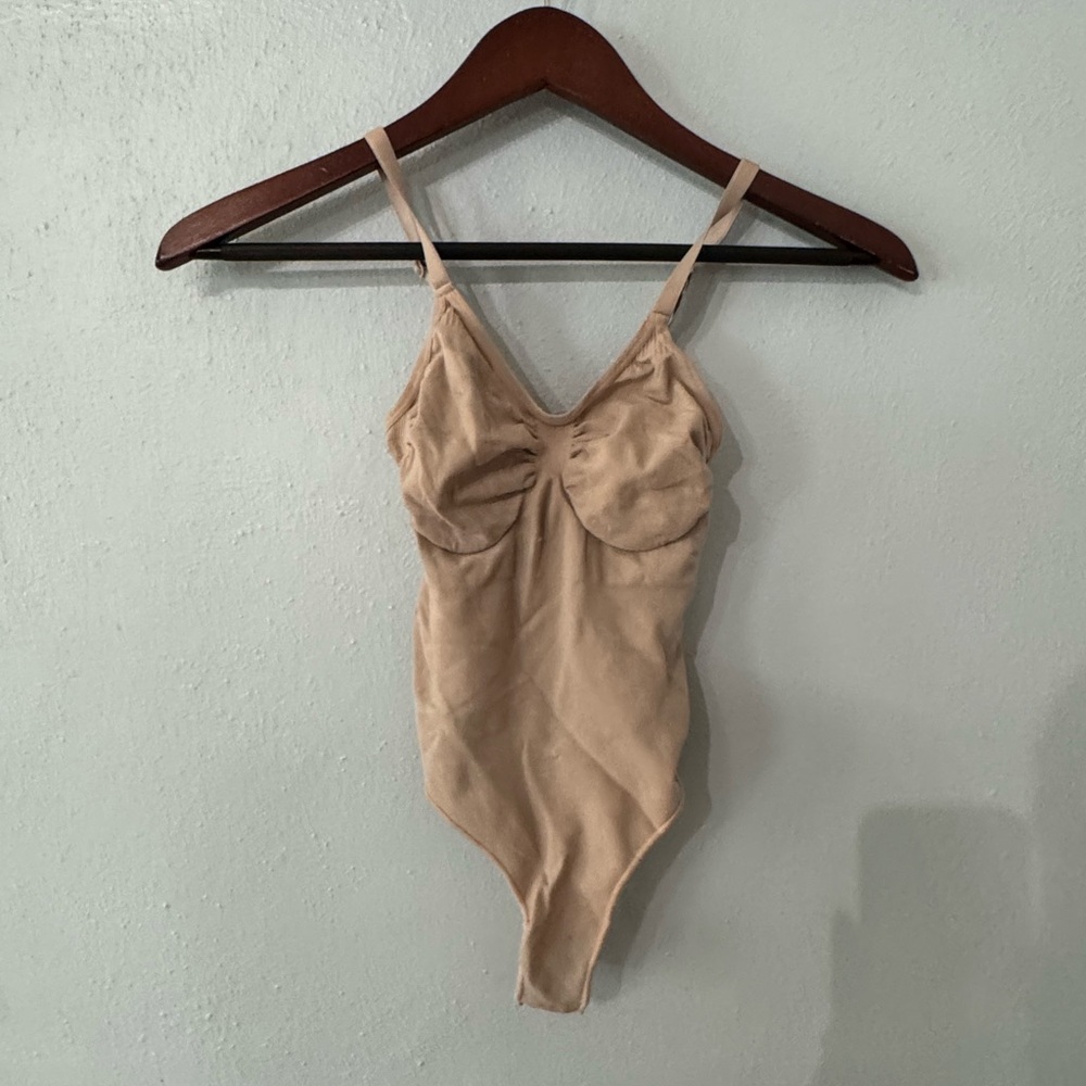 SKIMS Beige Spaghetti Strap Bodysuit